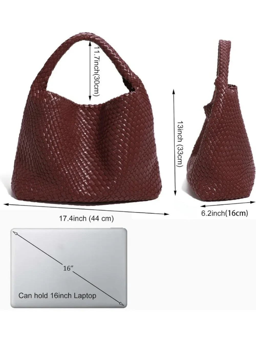 Stylish Woven Tote Bag for Women, Large Handmade Shoulder Hobo Purse, Commuter